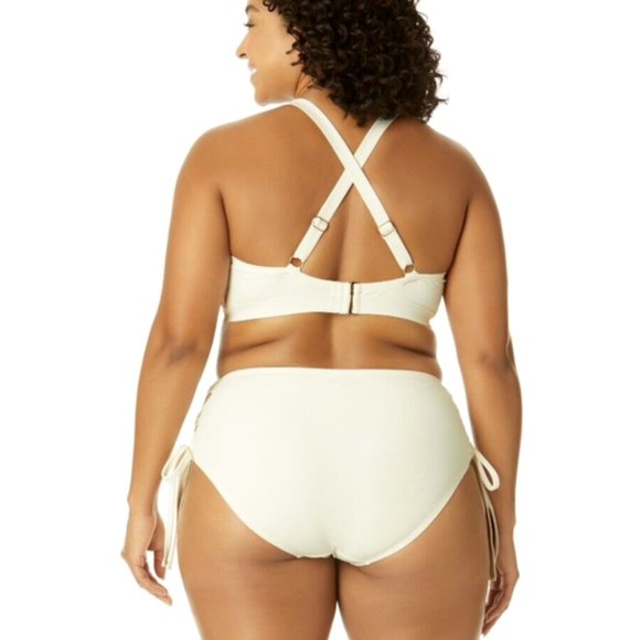 TIME TRU 1X Womens 16W-18W Cream Vanilla Dream High Waist Tie BOTTOMS NWT - Picture 9 of 9